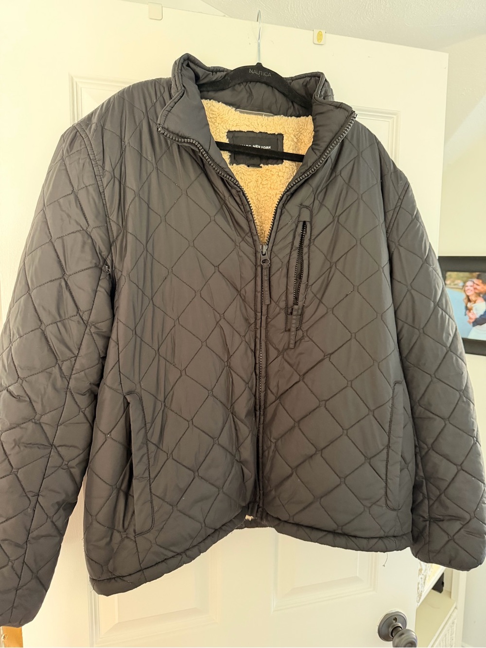 Marc New York Mens Quilted Puffer Jacket with Sherpa Lining